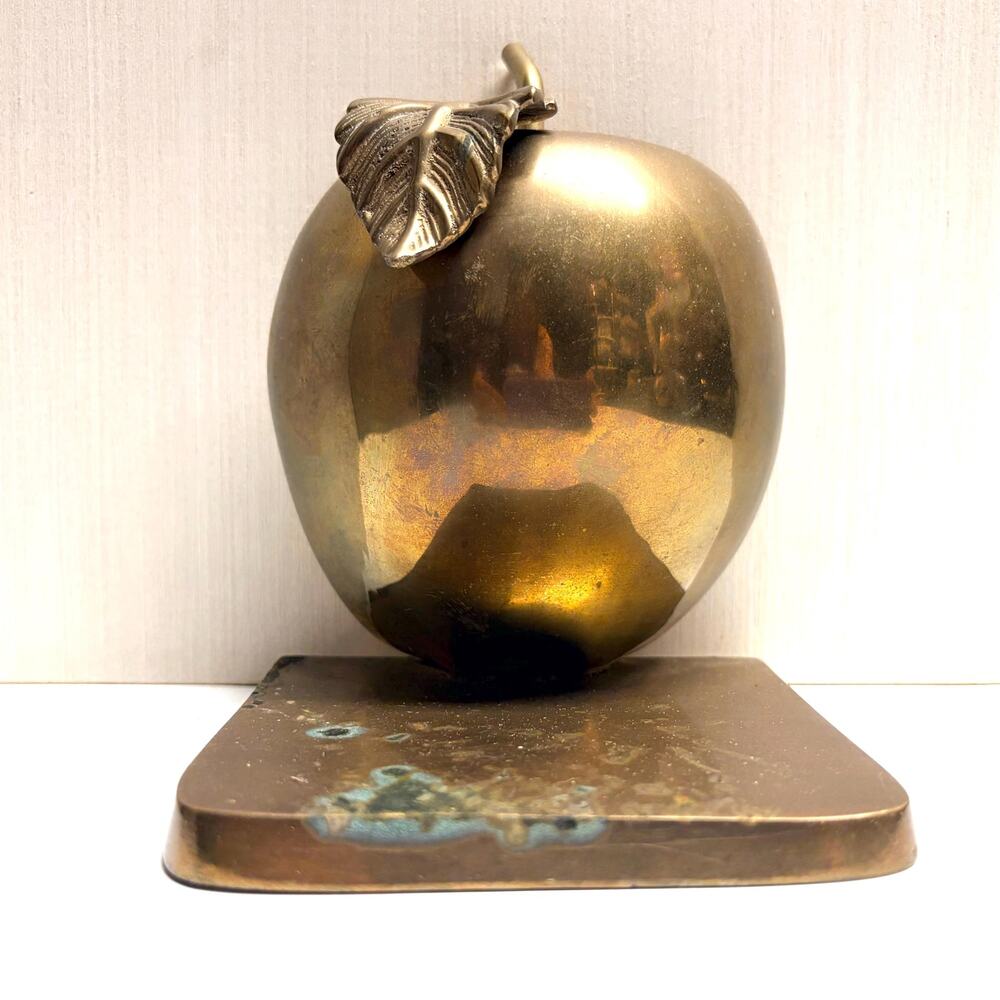 Vintage Metal Brass Apple Bookend